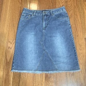AEROPOSTALE MIDI DENIM SKIRT FRONT ZIP FOUR POCKETS IN SIZE 3/4